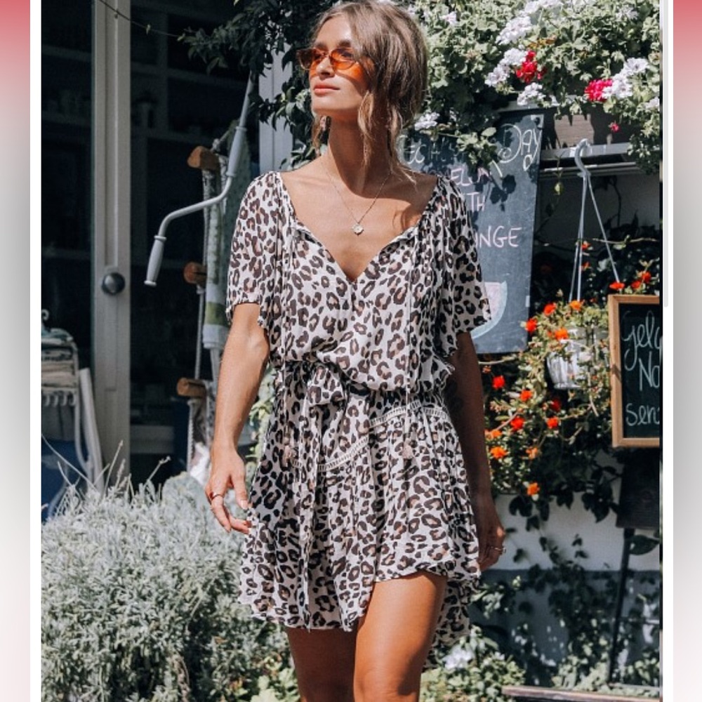 💥SALE!!💥 Spell Designs Bohdi Leopard Cheetah print short sleeve mini dress